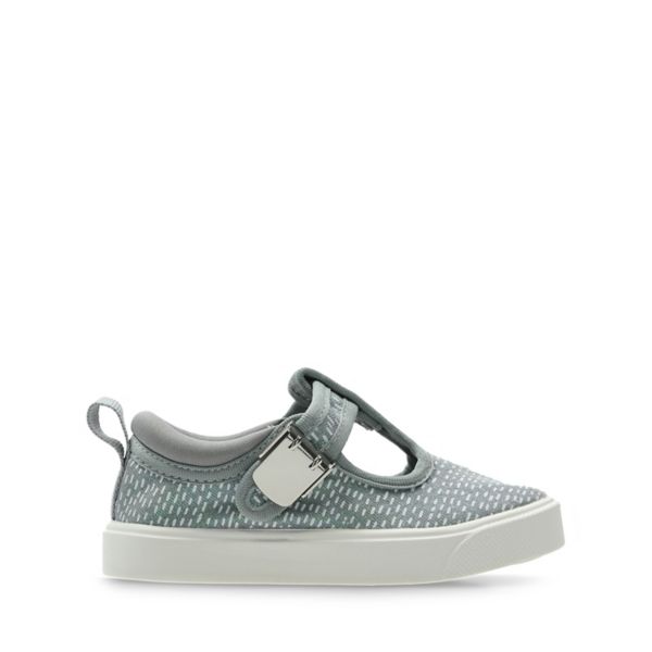 Clarks Girls City Spark Toddler Canvas Silver Metal | USA-9430867